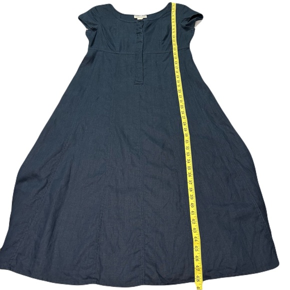 Chadwicks 100% Linen Maxi Dress Petite Size 10P Navy Lagom Minimalist Modest - Picture 7 of 7